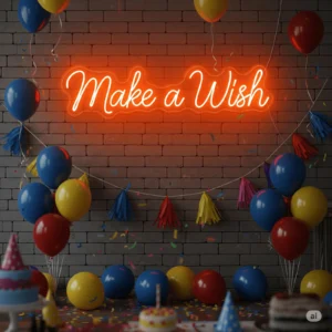 Led neono užrašas "Make a Wish"