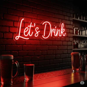 Led neoninis tekstas “Let’s Drink”