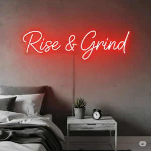 Led neono iškaba "Rise & Grind"
