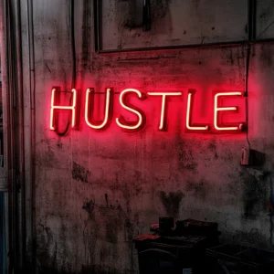 Led neoninis užrašas "Hustle"
