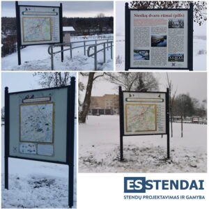 Metalinis stendas parkams su dekoro papuošimais (horizontalus)